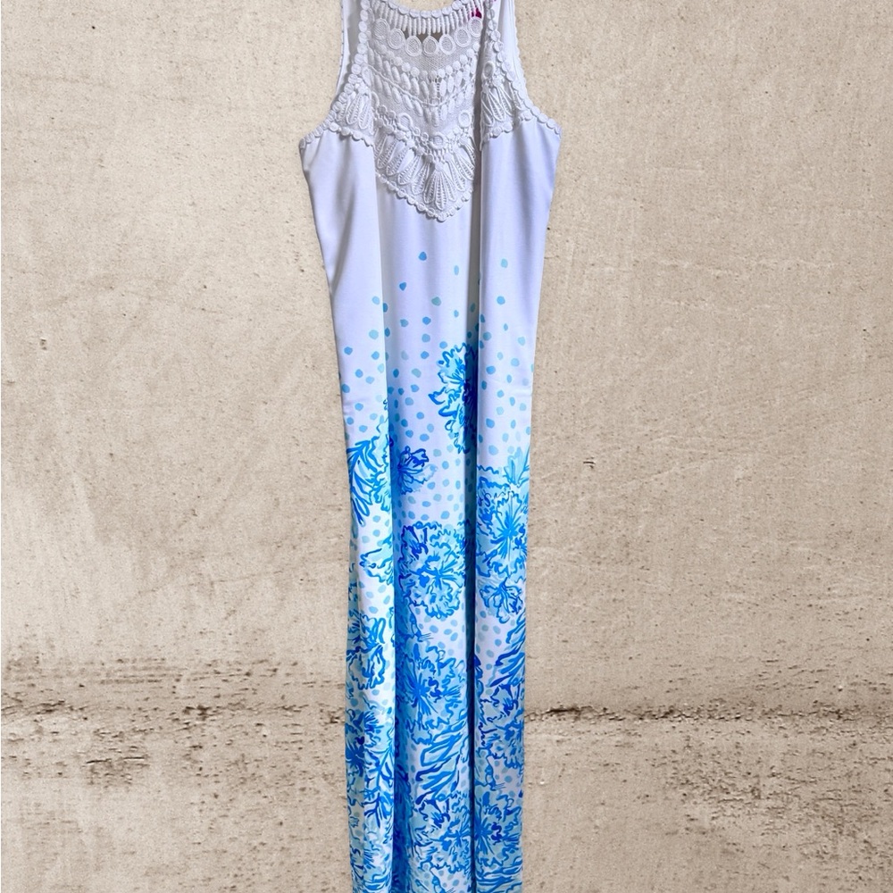 Lilly Pulitzer Blue and White Ladies Maxi Dress